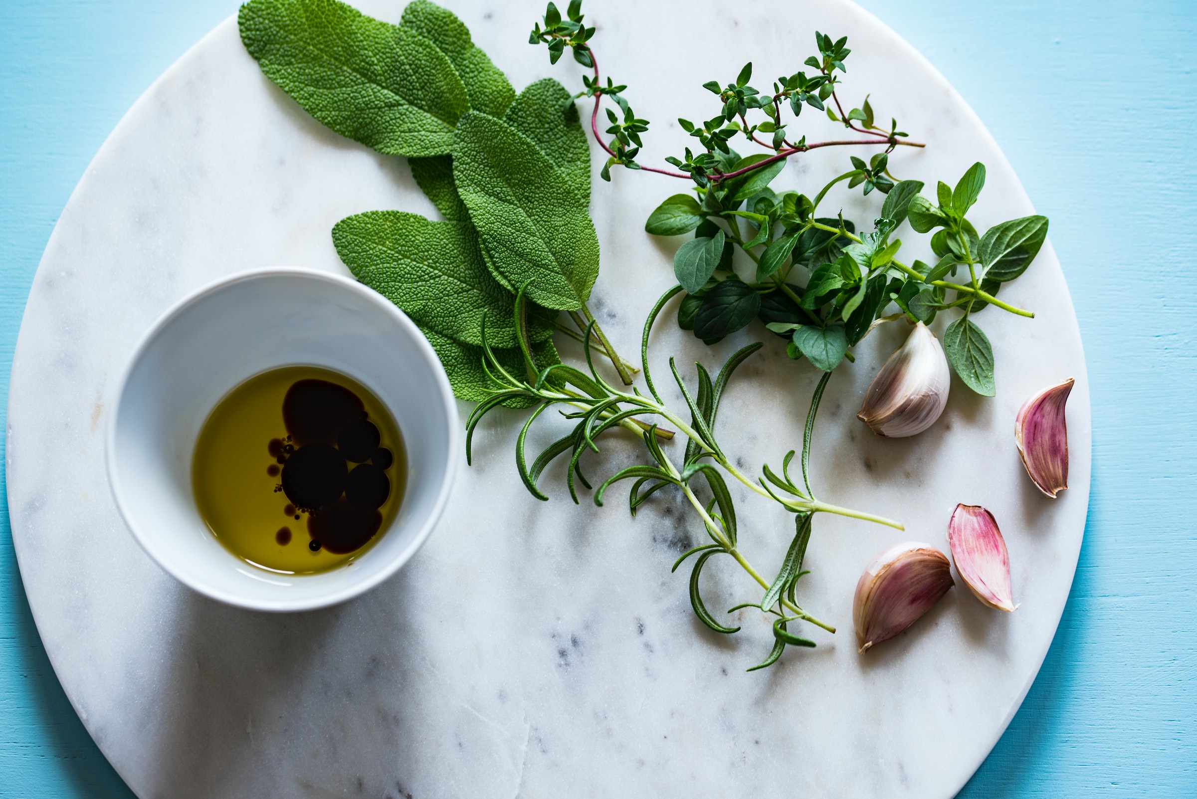Olive oil and herbs